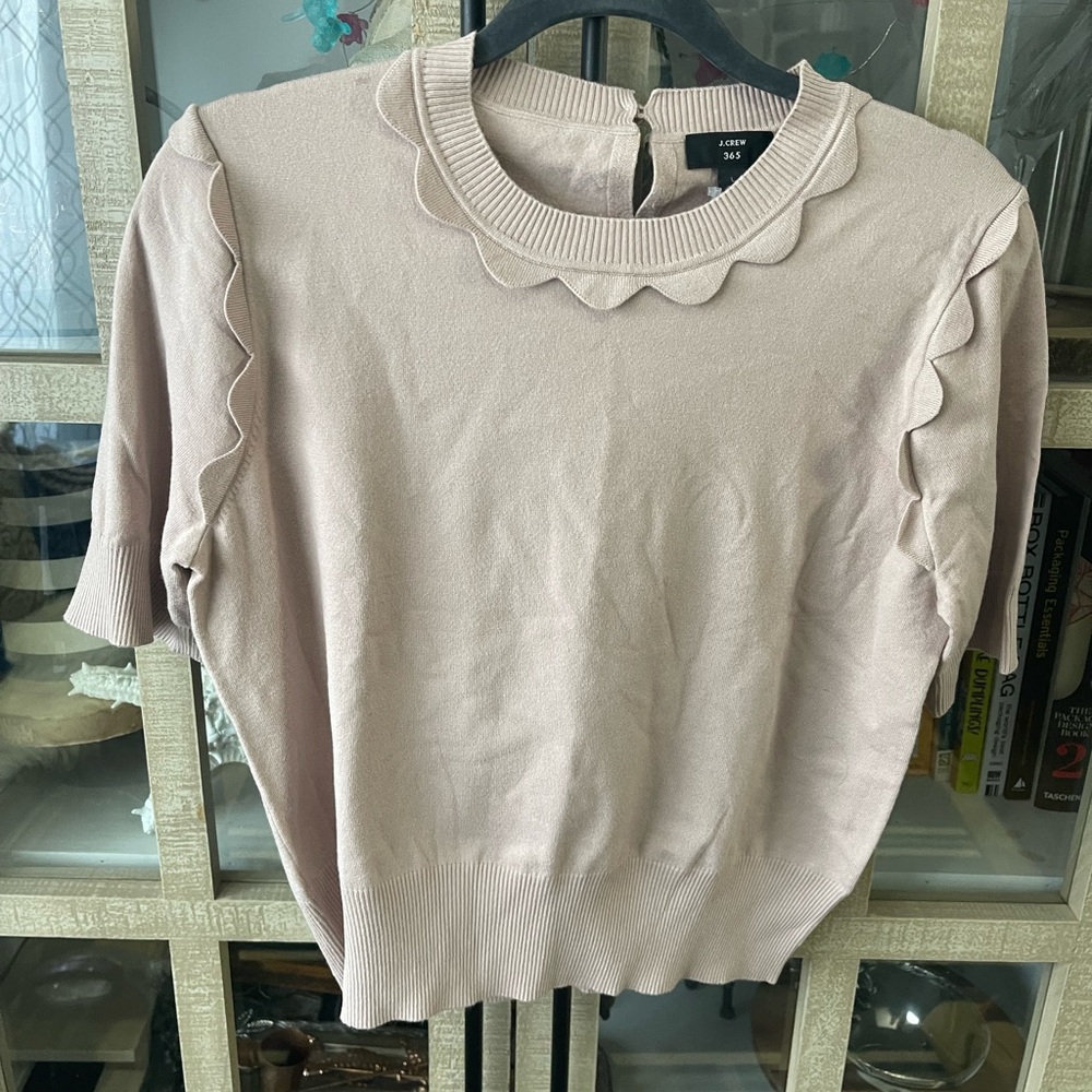 J. Crew Women's Scalloped Crew Neck Sweater - Light Pink